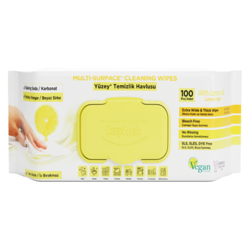 Влажные салфетки для уборки DEEP FRESH Multi Surface Lemon, 100 шт